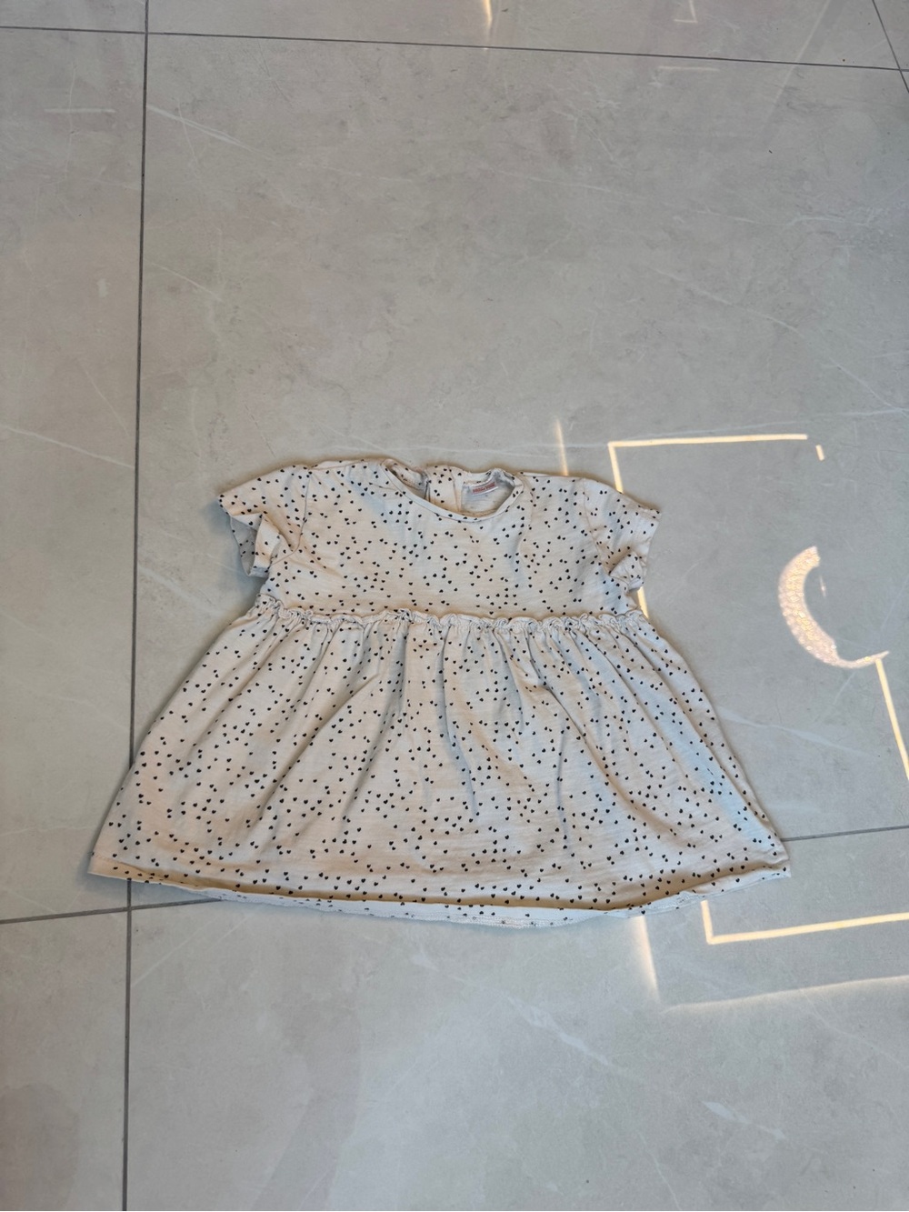Zara Cream Dress with Black Hearts Print